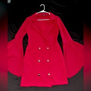 Deep Red Boohoo Bell Sleeve Mini Dress🖤